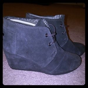 TOMS gray wedge booties size 7.5